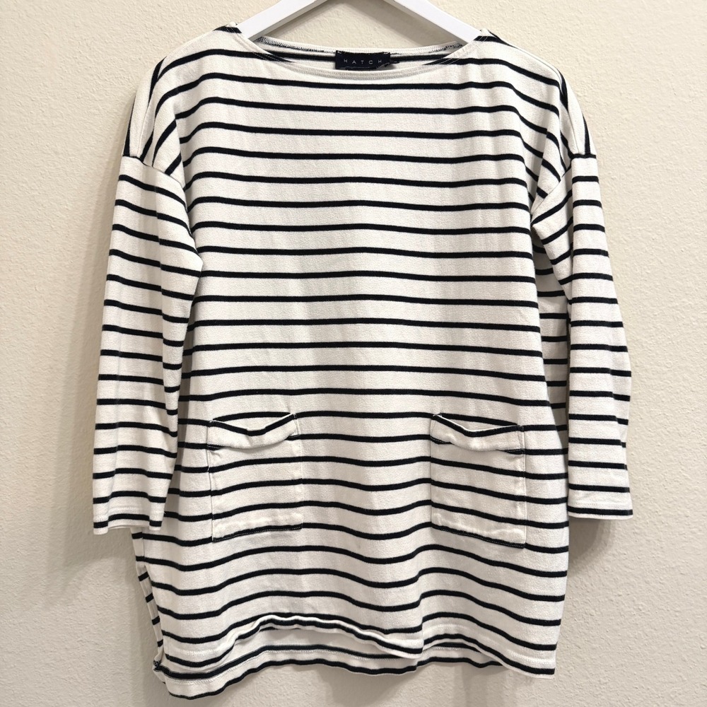 HATCH Maternity Bateau Top Size 0 Striped Long Sleeve Pockets Nautical